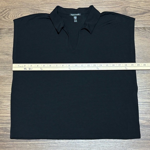 Eileen Fisher Classic Black Sleeveless Collared Shirt - Picture 4 of 6